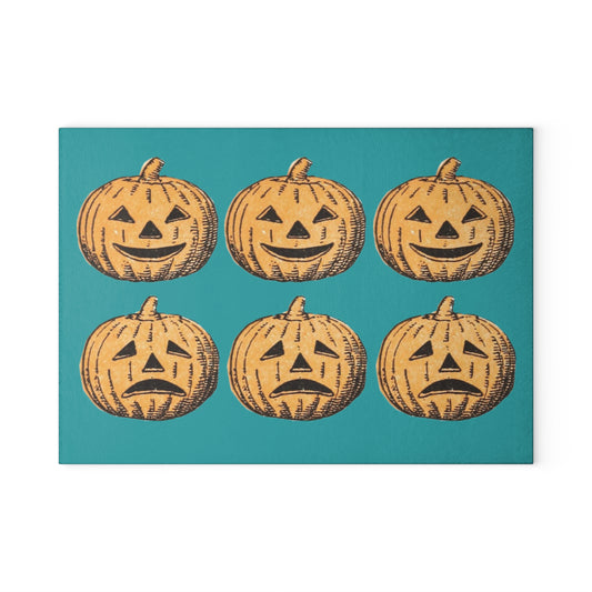 Retro Jack-O'-Lantern Glass Cutting Board — Pumpkin Kitchen Decor