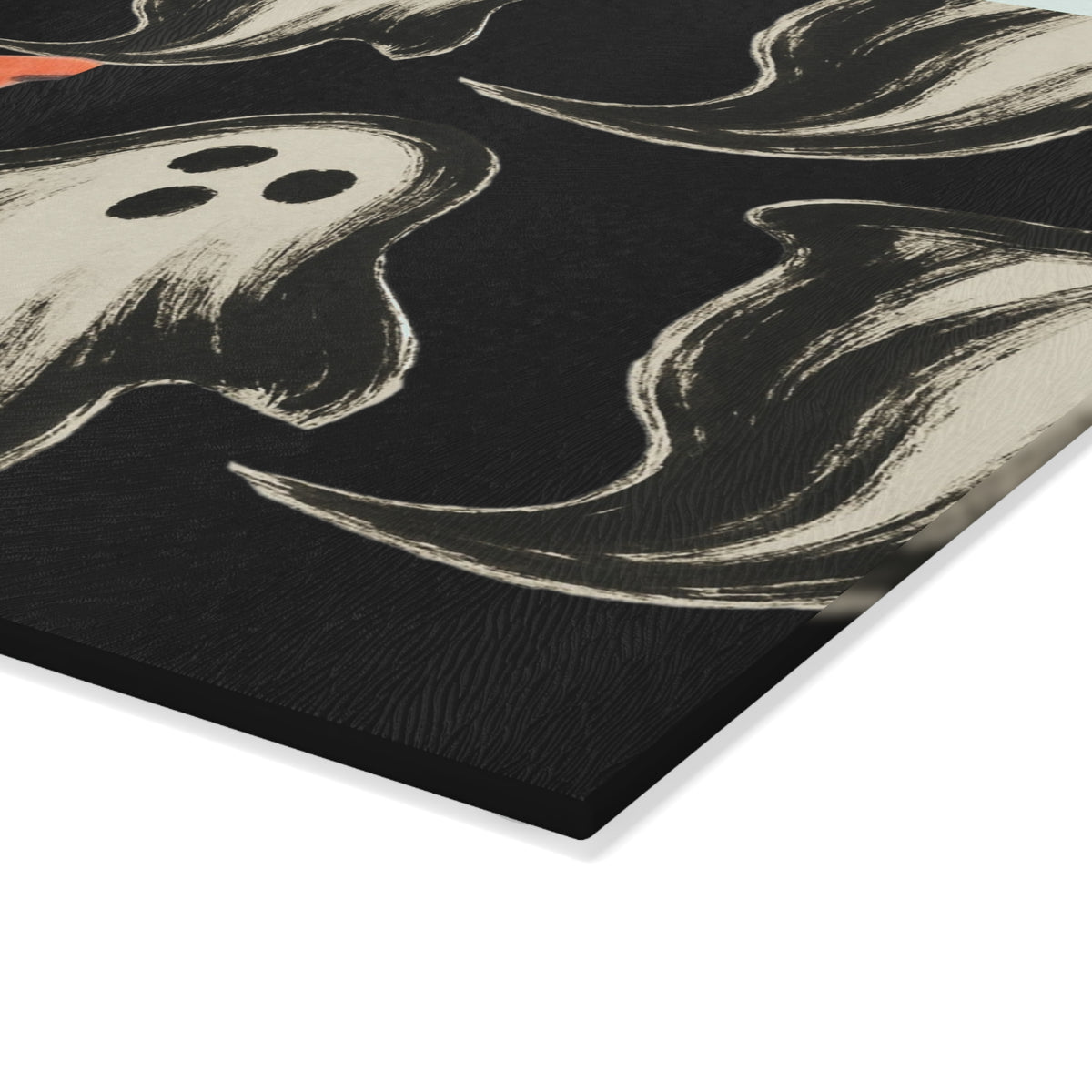 Trick or Treat Retro Ghost Glass Cutting Board — Halloween Kitchen Decor
